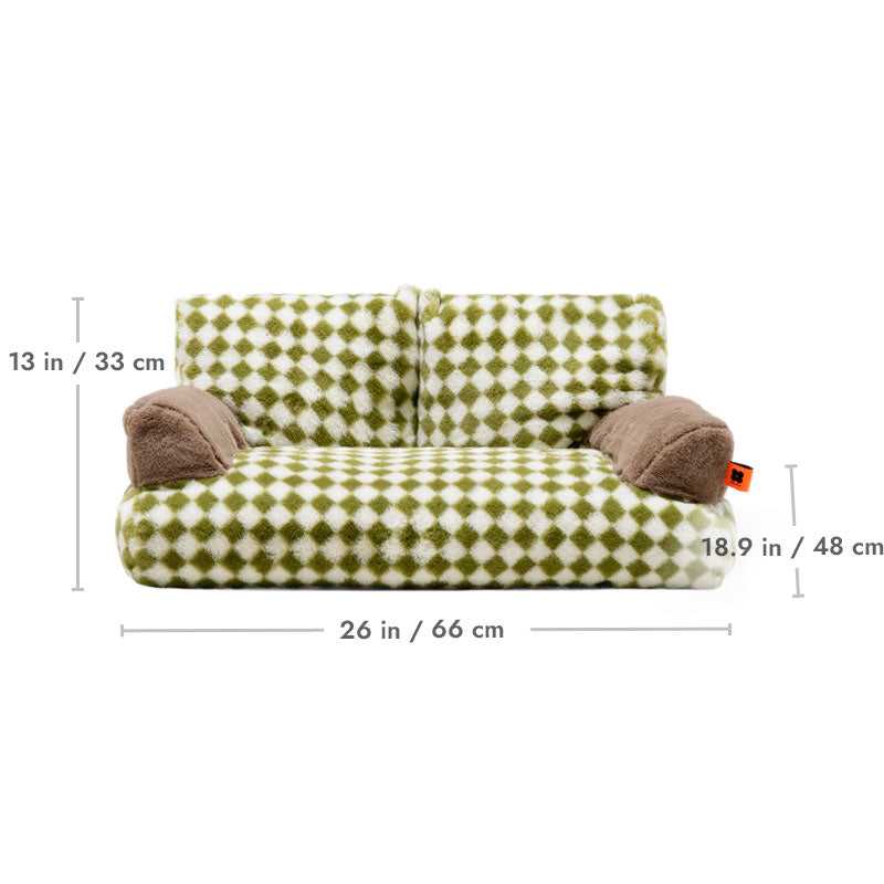 Green Vintage Diamond Cat Couch - Cat Bed