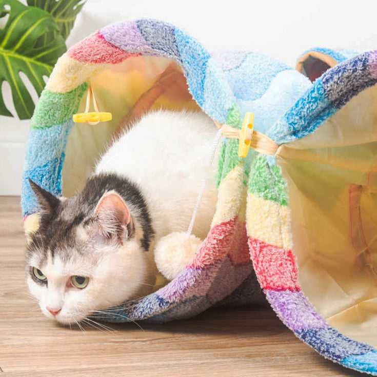 Rainbow Stripes Cat Tunnel
