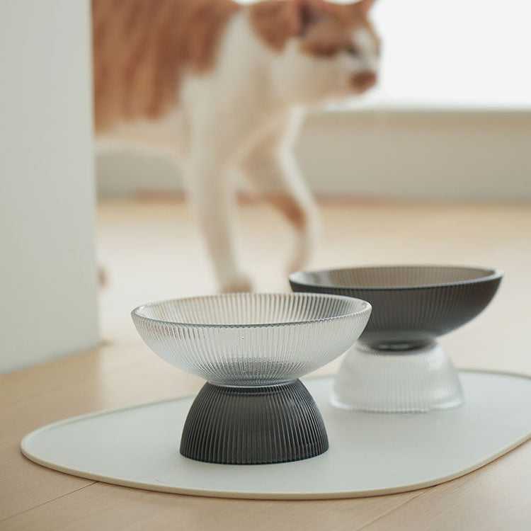 White & Black Glass Cat Bowls