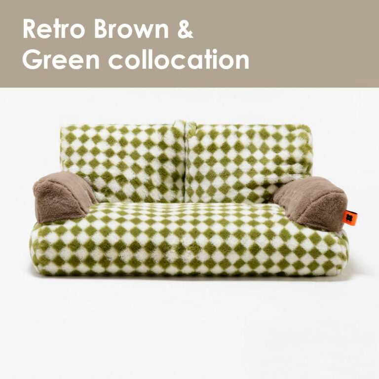 Green Vintage Diamond Cat Couch - Cat Bed