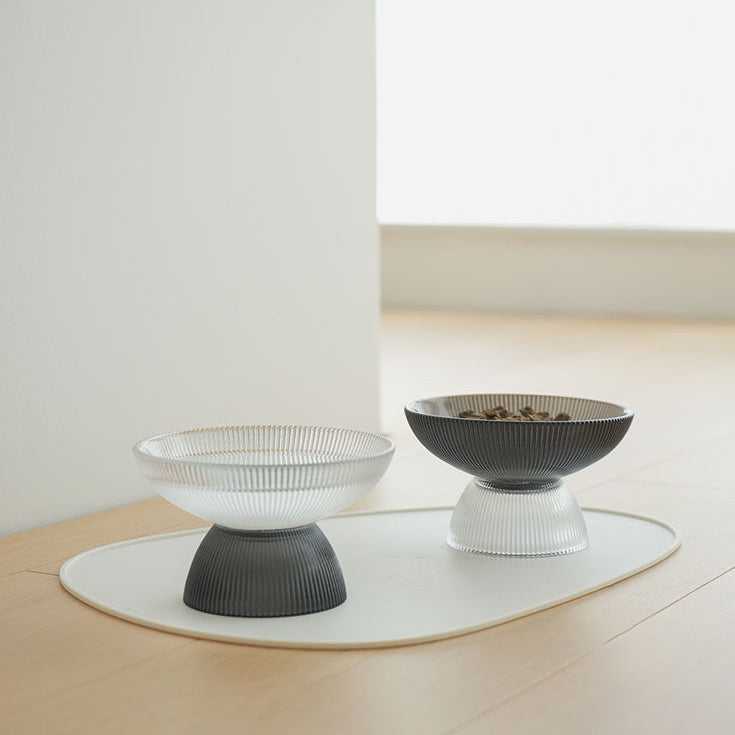 White & Black Glass Cat Bowls