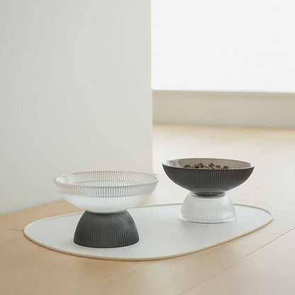 White & Black Glass Cat Bowls
