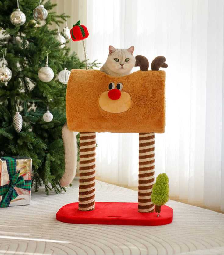 Christmas Deer Cat Tree - Cat Tunnel & Post