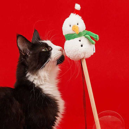 Christmas Snowman Catnip Cat Wand Toy