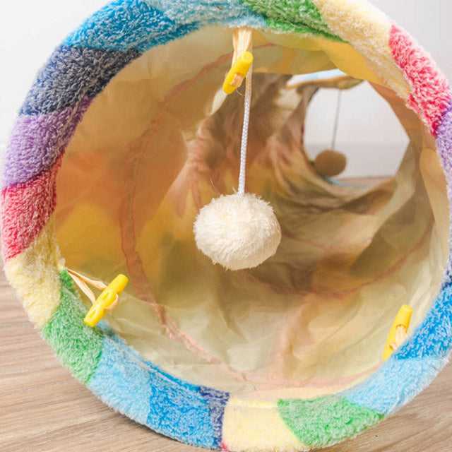 Rainbow Stripes Cat Tunnel