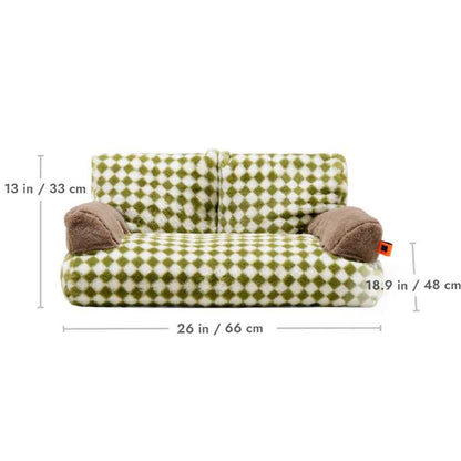 Green Vintage Diamond Cat Couch - Cat Bed