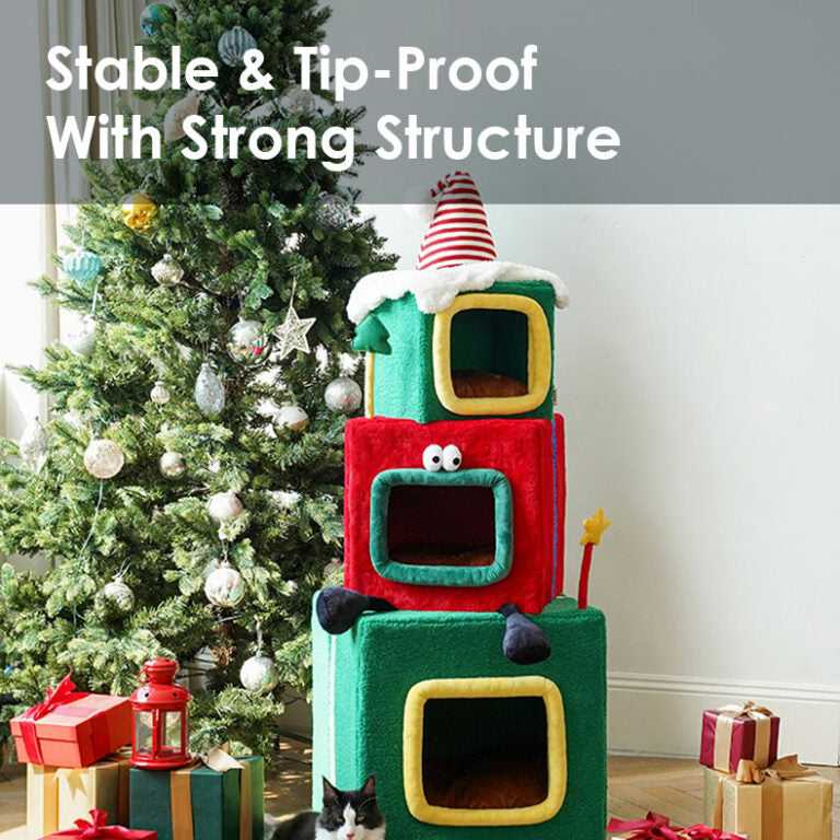 Stacked Christmas Gift Box Cat Condo