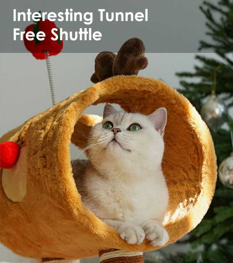 Christmas Deer Cat Tree - Cat Tunnel & Post