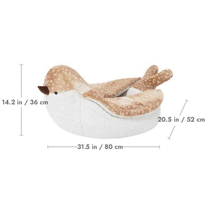 Sparrow Cat Bed dimensions displayed with bird-shaped design. Spacious and cozy cat furniture for indoor pet lounging.