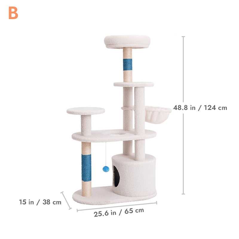 White Cream Style Cat Tree Plus