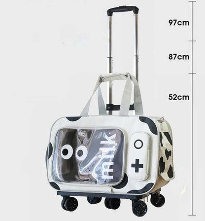 Cow Milk Rolling Pet Carrier