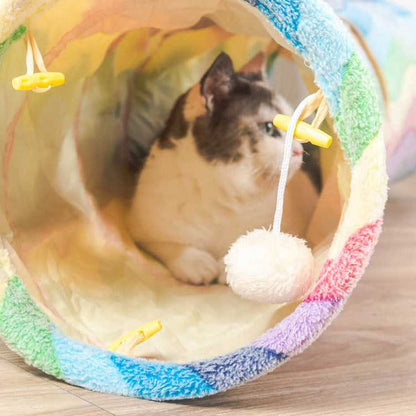 Rainbow Stripes Cat Tunnel