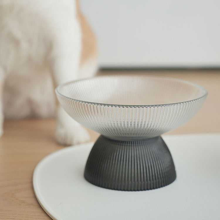 White & Black Glass Cat Bowls