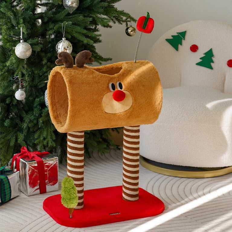 Christmas Deer Cat Tree - Cat Tunnel & Post