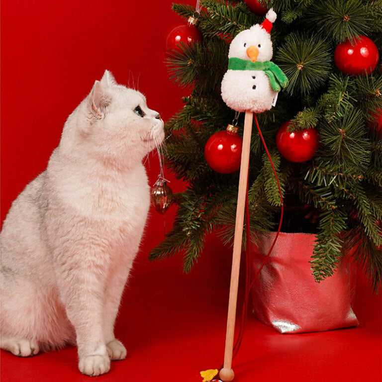 Christmas Snowman Catnip Cat Wand Toy