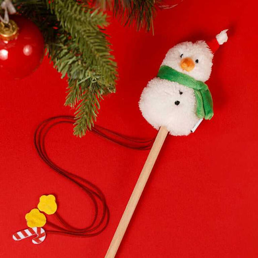 Christmas Snowman Catnip Cat Wand Toy