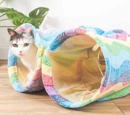 Rainbow Stripes Cat Tunnel