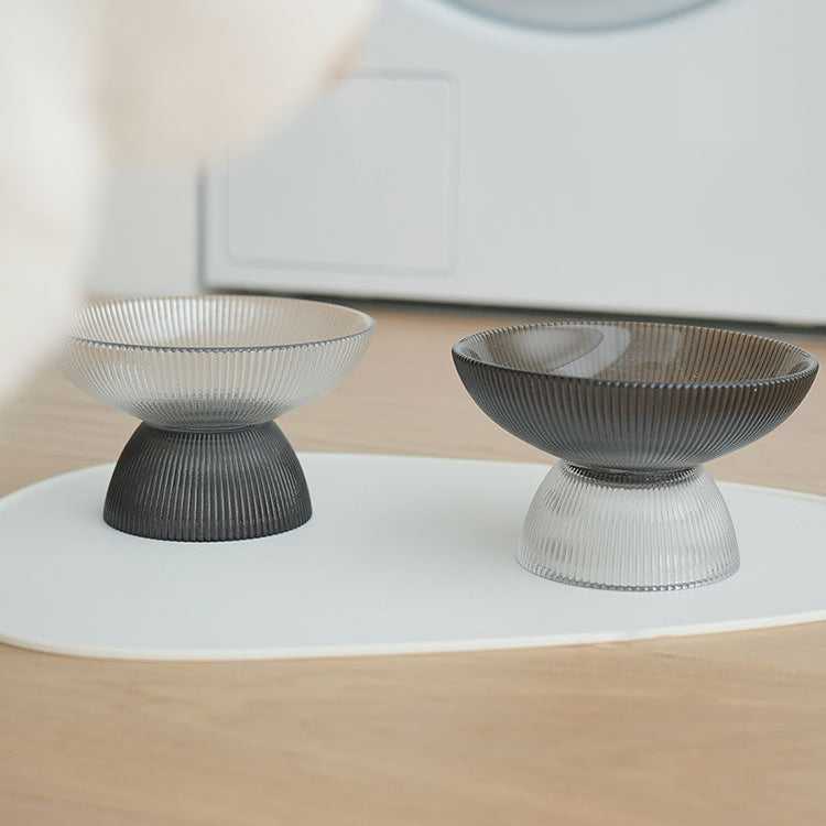 White & Black Glass Cat Bowls
