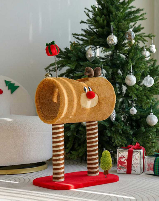 Christmas Deer Cat Tree - Cat Tunnel & Post