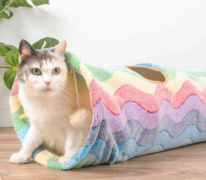 Rainbow Stripes Cat Tunnel