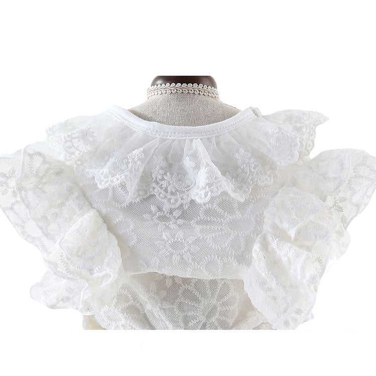 White Embroidered Princess-style Wedding Cat Dress