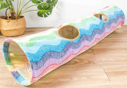 Rainbow Stripes Cat Tunnel