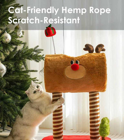 Christmas Deer Cat Tree - Cat Tunnel & Post